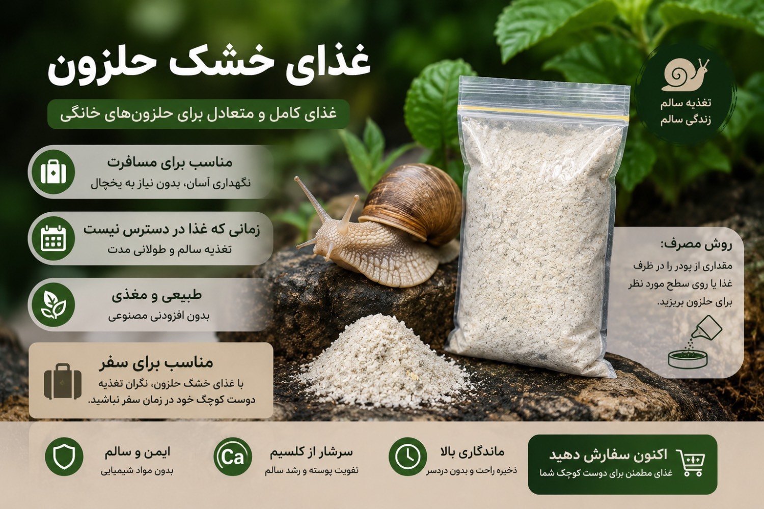 غذای خشک حلزون | همیشه در دسترس، حتی هنگام سفر