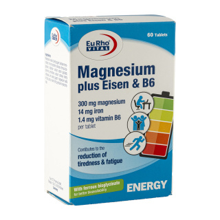 قرص منیزیم پلاس آیزن و ب6 یوروویتال بسته 60 عددی